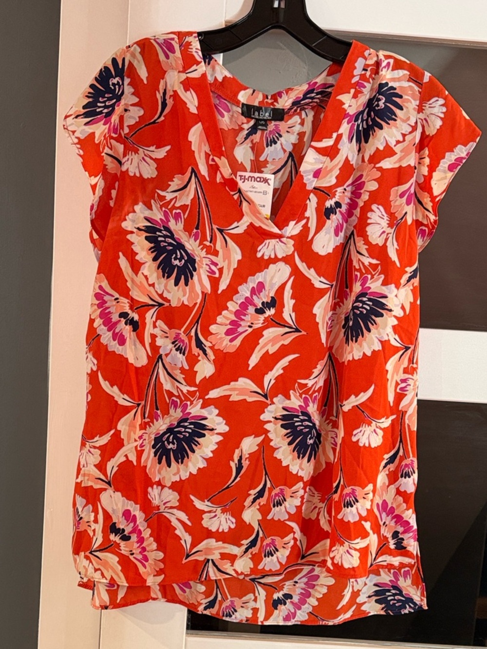 RACHEL Rachel Roy Coral Floral V-Neck Blouse